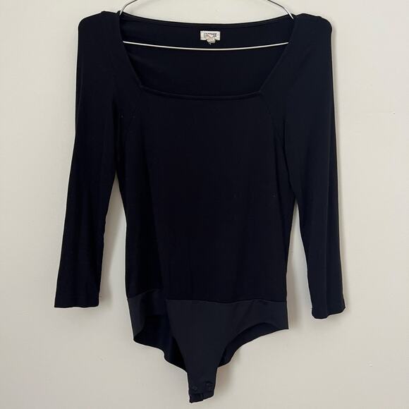 L'AGENCE Angel Square Neck Bodysuit Black Size S - Picture 4 of 10
